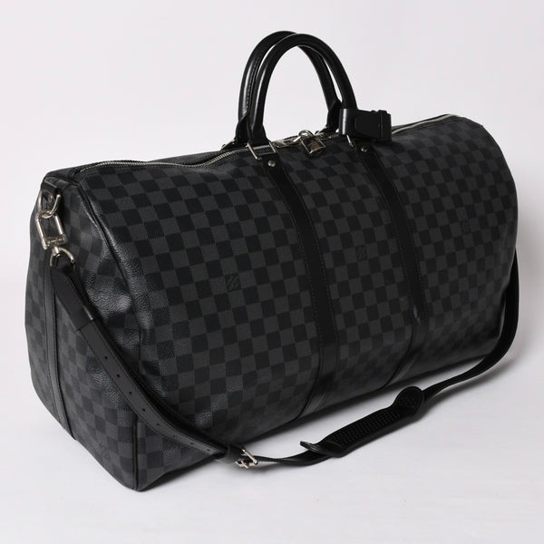 極美品 ルイヴィトン LOUIS VUITTON キーポル バンドリエール 55 ボストンバッグ ダミエ グラフィット ブラック N41413 中古 4a002874
