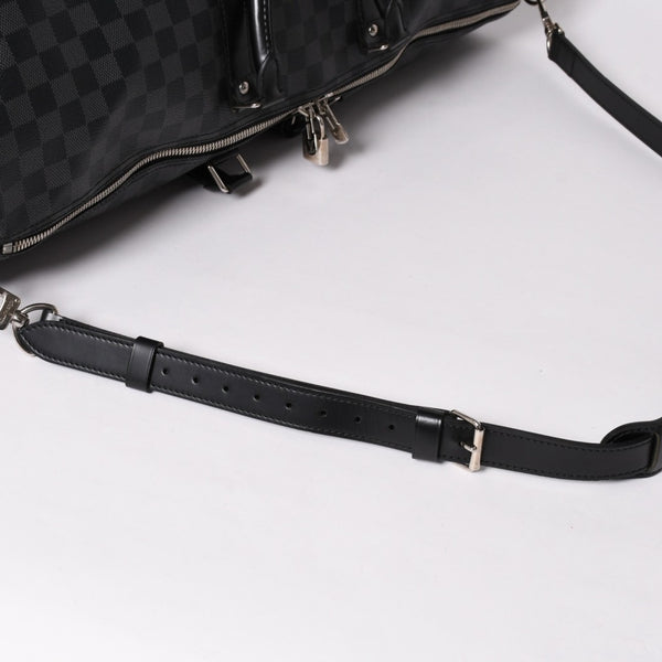 極美品 ルイヴィトン LOUIS VUITTON キーポル バンドリエール 55 ボストンバッグ ダミエ グラフィット ブラック N41413 中古 4a002874