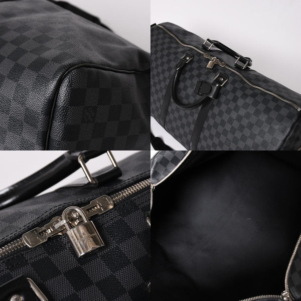 極美品 ルイヴィトン LOUIS VUITTON キーポル バンドリエール 55 ボストンバッグ ダミエ グラフィット ブラック N41413 中古 4a002874
