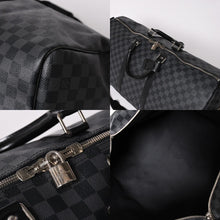 Load image into Gallery viewer, 極美品 ルイヴィトン LOUIS VUITTON キーポル バンドリエール 55 ボストンバッグ ダミエ グラフィット ブラック N41413 中古 4a002874