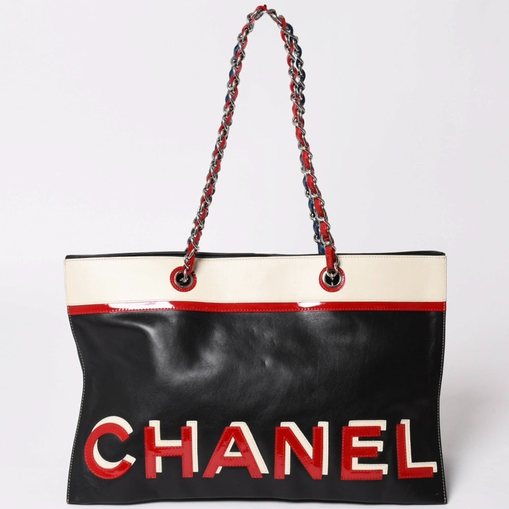 CHANEL Chain Tote Bag No. 7 Coco Mark No.5 Star Enamel Leather Black Multicolor Good Condition Used 4a002818