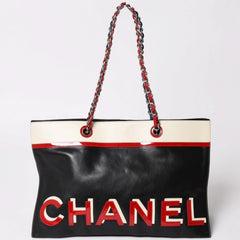 CHANEL シャネル チェーントートバッグ 7番台 ココマーク No.5 スター エナメル レザー ブラック マルチカラー 美品 中古 4a002818