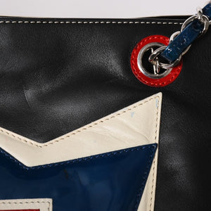 CHANEL シャネル チェーントートバッグ 7番台 ココマーク No.5 スター エナメル レザー ブラック マルチカラー 美品 中古 4a002818