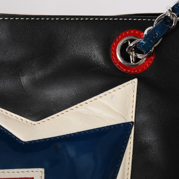 CHANEL シャネル チェーントートバッグ 7番台 ココマーク No.5 スター エナメル レザー ブラック マルチカラー 美品 中古 4a002818