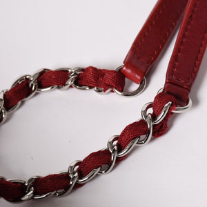 極美品 CHANEL シャネル ドーヴィルMM チェーントート トートバッグ ココマーク ピンク16番台 キャンバス レザー シルバー金具 中古 4a002945