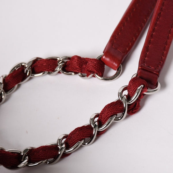 極美品 CHANEL シャネル ドーヴィルMM チェーントート トートバッグ ココマーク ピンク16番台 キャンバス レザー シルバー金具 中古 4a002945