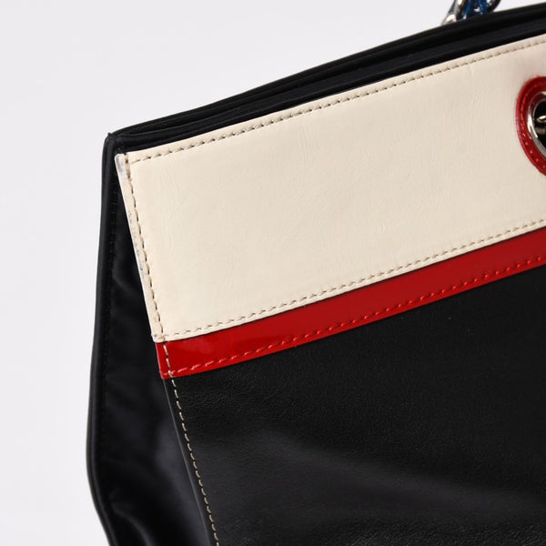 CHANEL シャネル チェーントートバッグ 7番台 ココマーク No.5 スター エナメル レザー ブラック マルチカラー 美品 中古 4a002818