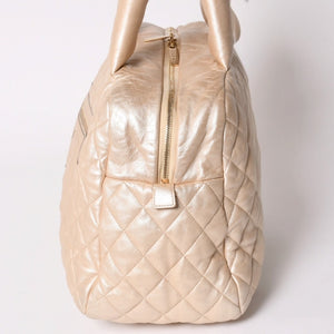 極美品 CHANEL シャネル コココクーン ハンドバッグ A47205 7番台 ココマーク ナイロン ベージュ ボルドー ゴールド金具 中古 4a002829