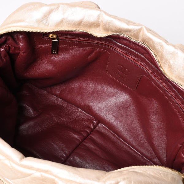 極美品 CHANEL シャネル コココクーン ハンドバッグ A47205 7番台 ココマーク ナイロン ベージュ ボルドー ゴールド金具 中古 4a002829