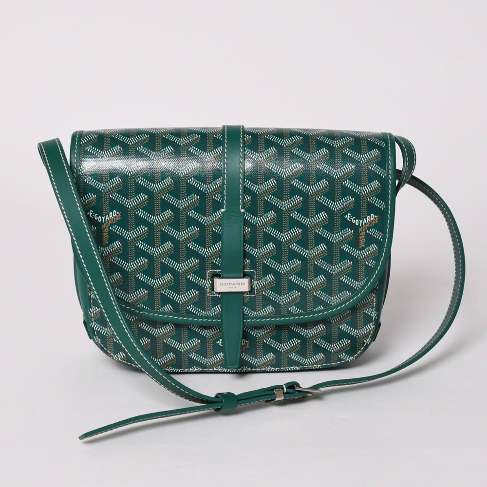 新品同様 GOYARD ゴヤール ベルヴェデーレ PM バッグ ショルダーバッグ グリーン PVCコーティングキャンバス レザー 中古 4a002822