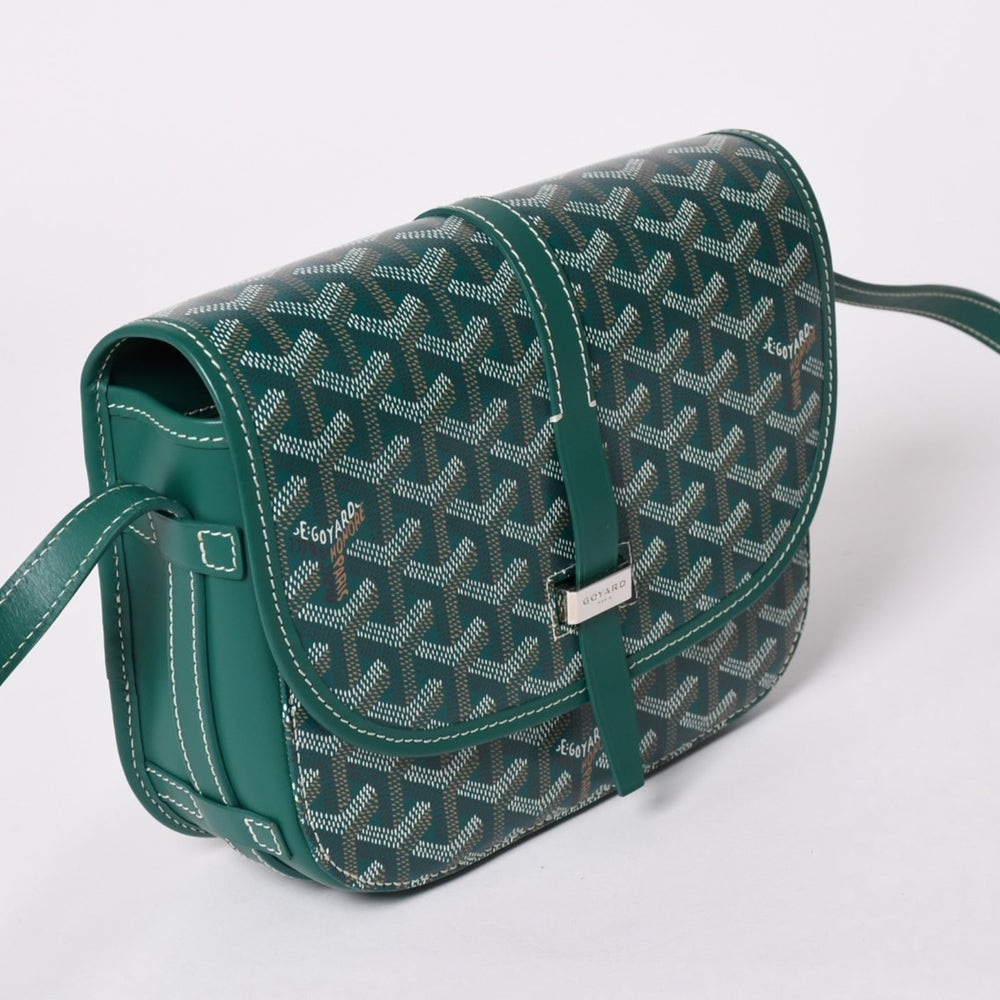 新品同様 GOYARD ゴヤール ベルヴェデーレ PM バッグ ショルダーバッグ グリーン PVCコーティングキャンバス レザー 中古 4a002822