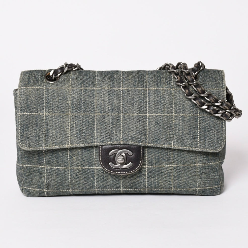 CHANEL Chocolate bar denim chain shoulder bag Denim material No. 6 Coco mark Chocolate bar 2way Denim fabric Good condition Used 4a002821