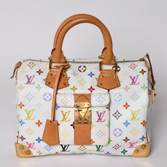 LOUIS VUITTON ルイヴィトン スピーディ30 ハンドバッグ M92643 モノグラム マルチカラー 村上隆 ホワイト 美品 中古 4a002830