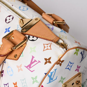 LOUIS VUITTON ルイヴィトン スピーディ30 ハンドバッグ M92643 モノグラム マルチカラー 村上隆 ホワイト 美品 中古 4a002830