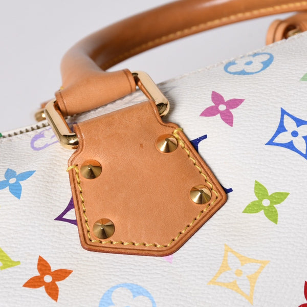 LOUIS VUITTON ルイヴィトン スピーディ30 ハンドバッグ M92643 モノグラム マルチカラー 村上隆 ホワイト 美品 中古 4a002830