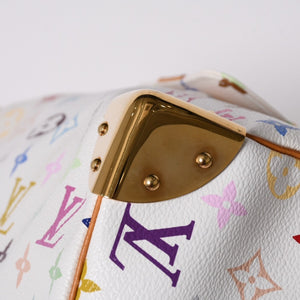 LOUIS VUITTON ルイヴィトン スピーディ30 ハンドバッグ M92643 モノグラム マルチカラー 村上隆 ホワイト 美品 中古 4a002830