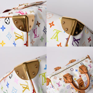 LOUIS VUITTON ルイヴィトン スピーディ30 ハンドバッグ M92643 モノグラム マルチカラー 村上隆 ホワイト 美品 中古 4a002830