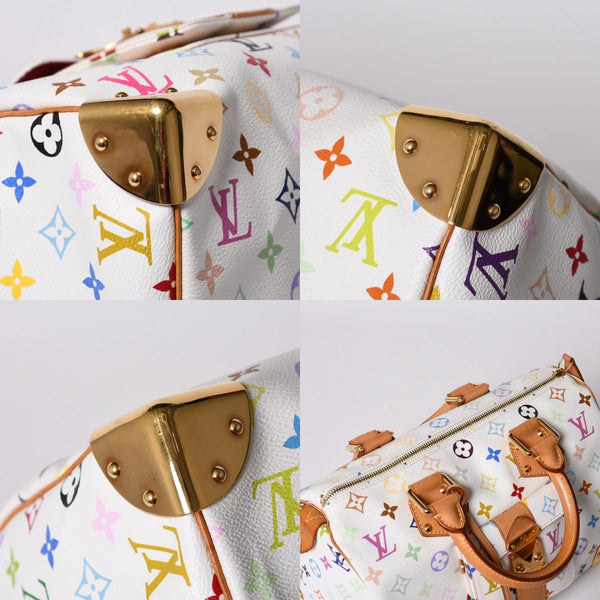LOUIS VUITTON ルイヴィトン スピーディ30 ハンドバッグ M92643 モノグラム マルチカラー 村上隆 ホワイト 美品 中古 4a002830