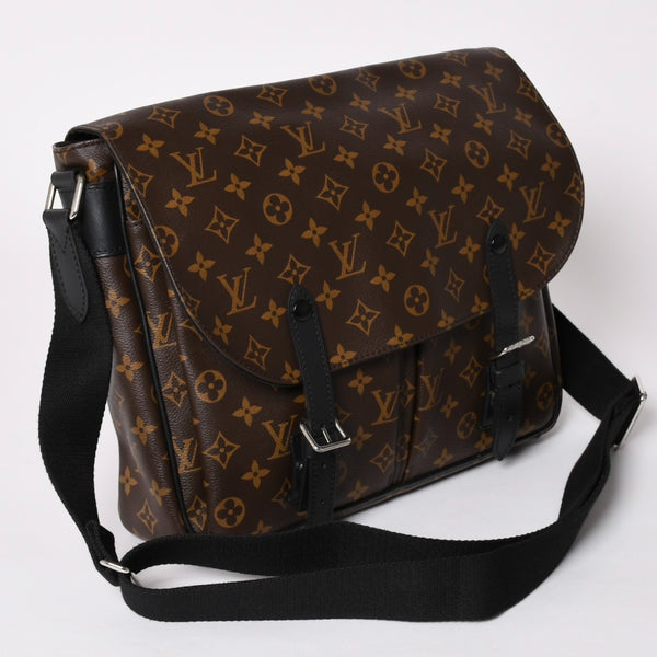 Very Good Condition LOUIS VUITTON Christopher Messenger Bag M41643 Monogram Macassar PVC Leather Brown Used 4a002454