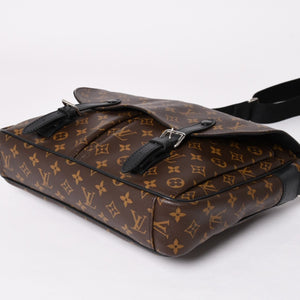 Very Good Condition LOUIS VUITTON Christopher Messenger Bag M41643 Monogram Macassar PVC Leather Brown Used 4a002454