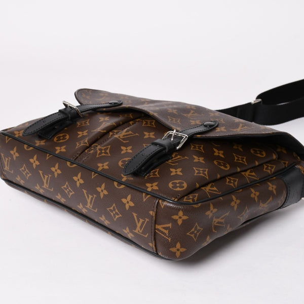 Very Good Condition LOUIS VUITTON Christopher Messenger Bag M41643 Monogram Macassar PVC Leather Brown Used 4a002454