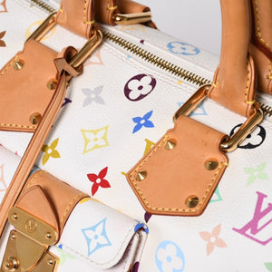 LOUIS VUITTON ルイヴィトン スピーディ30 ハンドバッグ M92643 モノグラム マルチカラー 村上隆 ホワイト 美品 中古 4a002830