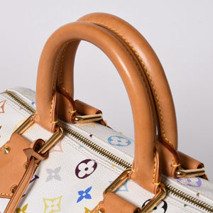 LOUIS VUITTON ルイヴィトン スピーディ30 ハンドバッグ M92643 モノグラム マルチカラー 村上隆 ホワイト 美品 中古 4a002830
