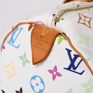 LOUIS VUITTON ルイヴィトン スピーディ30 ハンドバッグ M92643 モノグラム マルチカラー 村上隆 ホワイト 美品 中古 4a002830