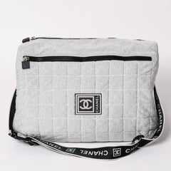 CHANEL シャネル スポーツライン ショルダーバッグ A28543 10番台 ココマーク チョコバー グレー シルバー金具 美品 中古 4a002831