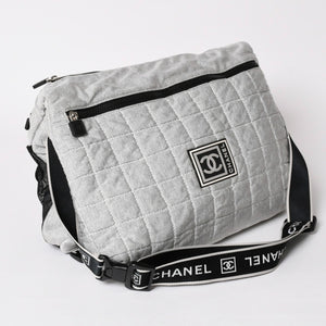 CHANEL シャネル スポーツライン ショルダーバッグ A28543 10番台 ココマーク チョコバー グレー シルバー金具 美品 中古 4a002831