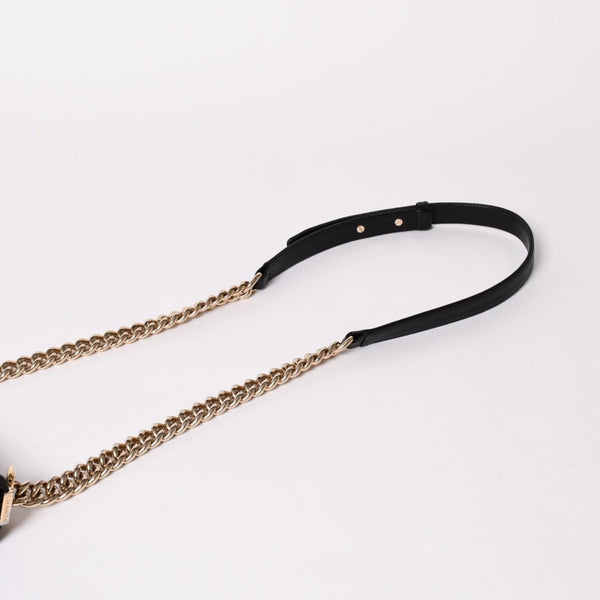 極美品 CHANEL シャネル ボーイシャネル チェーンショルダーバッグ V字ステッチ シェブロン キャビアスキン ブラック ゴールド金具 29番台 中古 4a003047