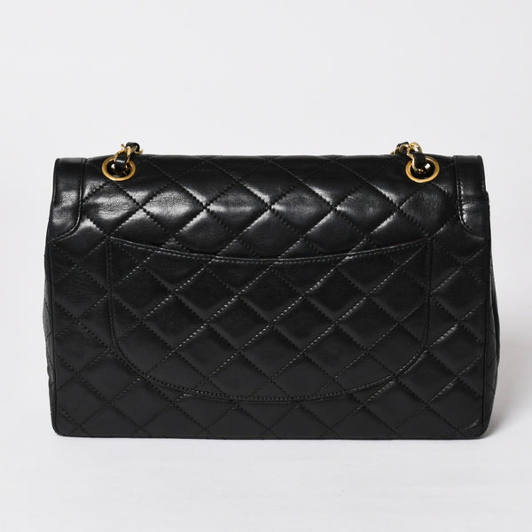 CHANEL シャネル マトラッセ Wフラップ Wチェーンショルダーバッグ A2800 1番台 パリ限定 ココマーク ラムスキン ブラック 美品 中古 4a003036