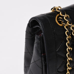 CHANEL シャネル マトラッセ Wフラップ Wチェーンショルダーバッグ A2800 1番台 パリ限定 ココマーク ラムスキン ブラック 美品 中古 4a003036