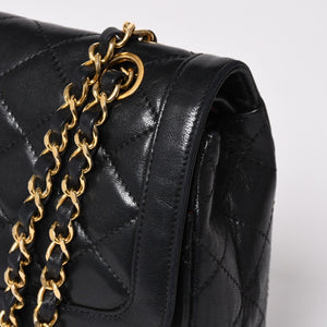 CHANEL シャネル マトラッセ Wフラップ Wチェーンショルダーバッグ A2800 1番台 パリ限定 ココマーク ラムスキン ブラック 美品 中古 4a003036