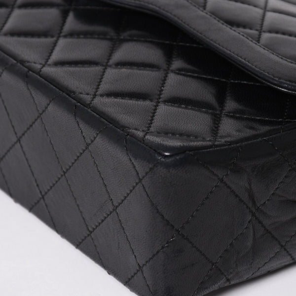 CHANEL シャネル マトラッセ Wフラップ Wチェーンショルダーバッグ A2800 1番台 パリ限定 ココマーク ラムスキン ブラック 美品 中古 4a003036
