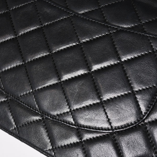 CHANEL シャネル マトラッセ Wフラップ Wチェーンショルダーバッグ A2800 1番台 パリ限定 ココマーク ラムスキン ブラック 美品 中古 4a003036
