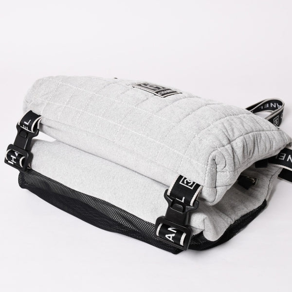 CHANEL シャネル スポーツライン ショルダーバッグ A28543 10番台 ココマーク チョコバー グレー シルバー金具 美品 中古 4a002831