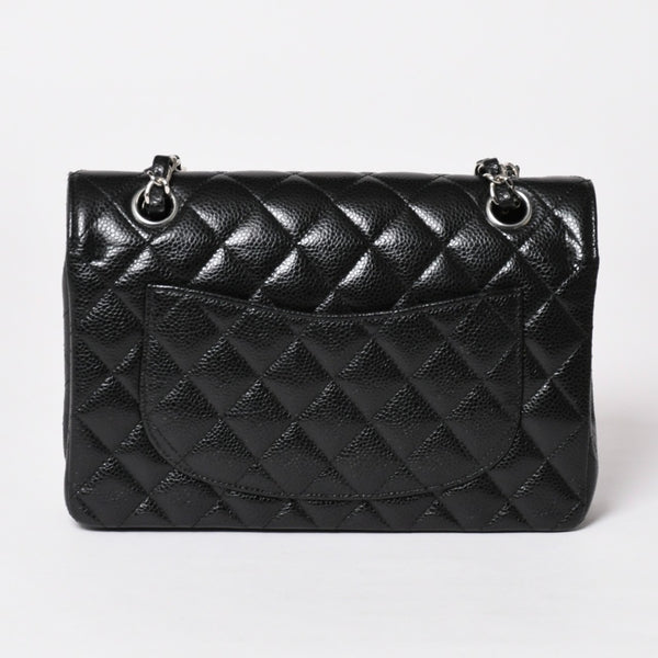 極美品 CHANEL シャネル マトラッセ23 Wフラップ Wチェーンショルダーバッグ 26番台 ココマーク キャビアスキン ブラック 中古 4a002997