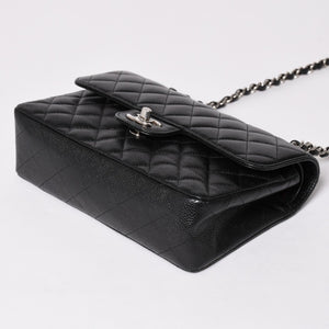 極美品 CHANEL シャネル マトラッセ23 Wフラップ Wチェーンショルダーバッグ 26番台 ココマーク キャビアスキン ブラック 中古 4a002997