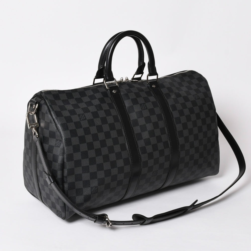 極美品 LOUIS VUITTON ルイヴィトン ボストン キーポルバンドリエール45 ダミエグラフィット N41418 ブラック シルバー金具 4a002832