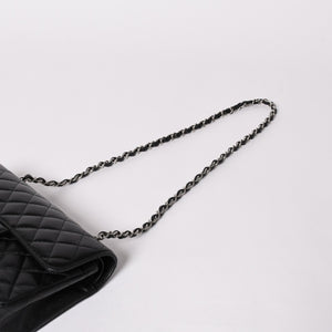 極美品 CHANEL シャネル マトラッセ23 Wフラップ Wチェーンショルダーバッグ 26番台 ココマーク キャビアスキン ブラック 中古 4a002997