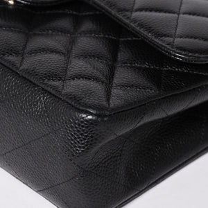 極美品 CHANEL シャネル マトラッセ23 Wフラップ Wチェーンショルダーバッグ 26番台 ココマーク キャビアスキン ブラック 中古 4a002997