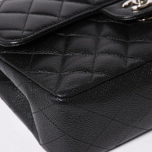 極美品 CHANEL シャネル マトラッセ23 Wフラップ Wチェーンショルダーバッグ 26番台 ココマーク キャビアスキン ブラック 中古 4a002997
