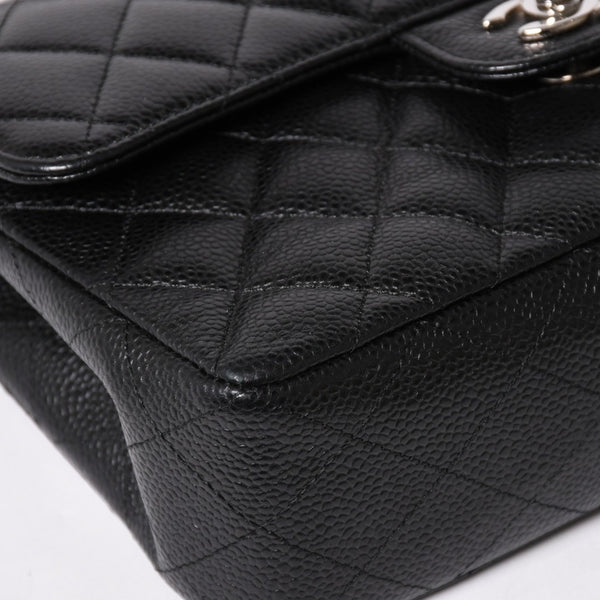 極美品 CHANEL シャネル マトラッセ23 Wフラップ Wチェーンショルダーバッグ 26番台 ココマーク キャビアスキン ブラック 中古 4a002997
