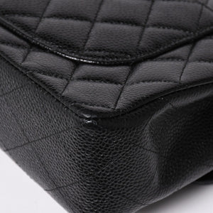 極美品 CHANEL シャネル マトラッセ23 Wフラップ Wチェーンショルダーバッグ 26番台 ココマーク キャビアスキン ブラック 中古 4a002997
