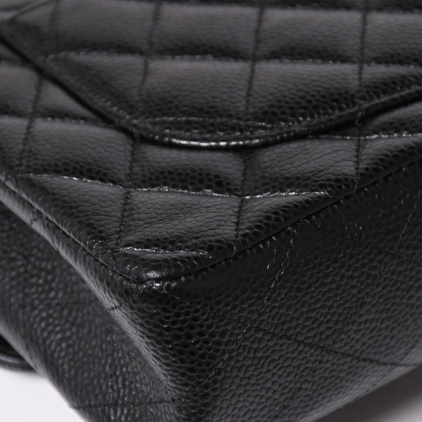 極美品 CHANEL シャネル マトラッセ23 Wフラップ Wチェーンショルダーバッグ 26番台 ココマーク キャビアスキン ブラック 中古 4a002997