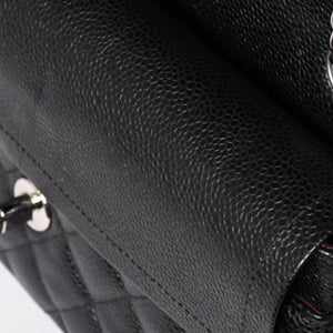極美品 CHANEL シャネル マトラッセ23 Wフラップ Wチェーンショルダーバッグ 26番台 ココマーク キャビアスキン ブラック 中古 4a002997