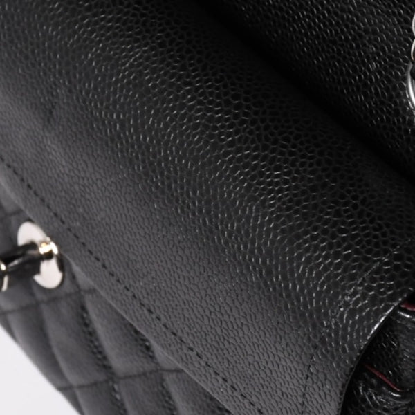 極美品 CHANEL シャネル マトラッセ23 Wフラップ Wチェーンショルダーバッグ 26番台 ココマーク キャビアスキン ブラック 中古 4a002997