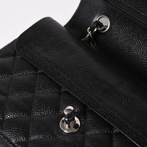 極美品 CHANEL シャネル マトラッセ23 Wフラップ Wチェーンショルダーバッグ 26番台 ココマーク キャビアスキン ブラック 中古 4a002997