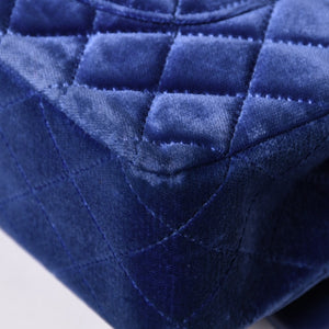 Very Good Condition CHANEL Chanel Matelasse 25 Shoulder Bag Double Flap 20s Velor Blue Black Hardware Used 4a002858
